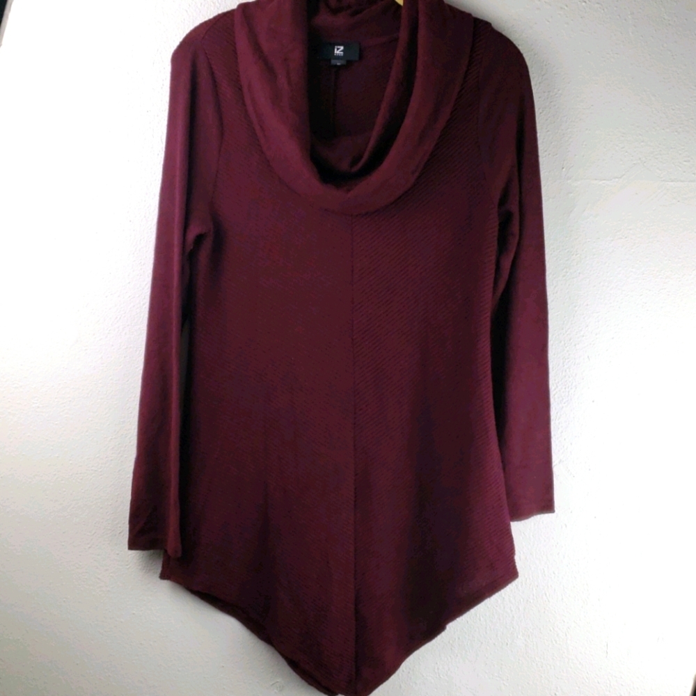 IZ Byer Burgundy Cowl Neck Tunic Medium